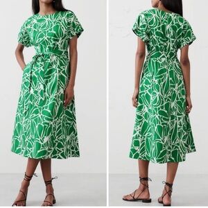 Banana Republic Poplin Elastic-Cuff Midi Dress